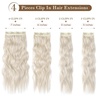 image:imageREECHO Hair Extensions 4PCS Clip in Hair Extensions HE001 Natural Soft Synthetic Hairpieces for Women Light Brown with Blonde HighlightsPlatium Blonde