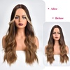 image:imageREECHO Long Side Air Bangs Wavy Curly Clip in Curtain Bangs Front Side Bangs FaceFraming Highlights for Women Daily Use 2 PCS Set Long TemplesDark Chocolate Brown