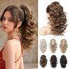 image:imageREECHO Ponytail Extension 12 Classic Loose Curly Wavy Claw Clip Ponytail Wig Extensions Hairpieces for Women  Platinum BlondeLight Brown with Golden Ends