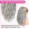 image:imageREECHO Ponytail Extension 14 Inch Curly Claw Pony Tails Hair Extensions Clip in Ponytail Hair Extensions Natural Synthetic Hairpiece for Women Everyday Wear  Platinum BlondeGreyBrownSilverWhite Mixed