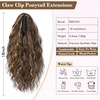 image:imageREECHO Ponytail Extension 14 Inch Curly Claw Pony Tails Hair Extensions Clip in Ponytail Hair Extensions Natural Synthetic Hairpiece for Women Everyday Wear  Platinum BlondeChocolate Brown with Blonde Highlights