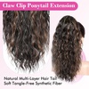 image:imageREECHO Ponytail Extension 14 Inch Curly Claw Pony Tails Hair Extensions Clip in Ponytail Hair Extensions Natural Synthetic Hairpiece for Women Everyday Wear  Platinum BlondeChocolate Brown with Highlights