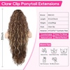 image:imageREECHO Ponytail Extension 30 Long Claw Clip Ponytail Extension for Women Curly Pony Tails Hair Extensions Clip in Synthetic Hairpiece for Women Platinum BlondeChestnut Brown with Golden Highlights