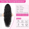 image:imageREECHO Ponytail Extension 30 Long Claw Clip Ponytail Extension for Women Curly Pony Tails Hair Extensions Clip in Synthetic Hairpiece for Women Platinum BlondeNatural Black