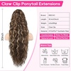image:imageREECHO Ponytail Extension 30 Long Claw Clip Ponytail Extension for Women Curly Pony Tails Hair Extensions Clip in Synthetic Hairpiece for Women Platinum BlondeChocolate Brown with Highlights