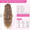 image:imageREECHO Ponytail Extension 30 Long Claw Clip Ponytail Extension for Women Curly Pony Tails Hair Extensions Clip in Synthetic Hairpiece for Women Platinum BlondeDark Ash Blonde with Golden Ends