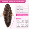 image:imageREECHO Ponytail Extension 30 Long Claw Clip Ponytail Extension for Women Curly Pony Tails Hair Extensions Clip in Synthetic Hairpiece for Women Platinum BlondeDark Brown with Highlights