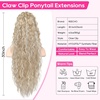 image:imageREECHO Ponytail Extension 30 Long Claw Clip Ponytail Extension for Women Curly Pony Tails Hair Extensions Clip in Synthetic Hairpiece for Women Platinum BlondeMedium Blonde with Highlights