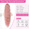 image:imageREECHO Ponytail Extension 30 Long Claw Clip Ponytail Extension for Women Curly Pony Tails Hair Extensions Clip in Synthetic Hairpiece for Women Platinum BlondePrincess Pink
