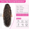 image:imageREECHO Ponytail Extension 30 Long Claw Clip Ponytail Extension for Women Curly Pony Tails Hair Extensions Clip in Synthetic Hairpiece for Women Platinum BlondeDark Chocolate Brown with Highlights