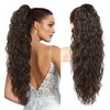 image:imageREECHO Ponytail Extension 30 Long Claw Clip Ponytail Extension for Women Curly Pony Tails Hair Extensions Clip in Synthetic Hairpiece for Women Platinum BlondeDark Chocolate Brown