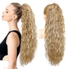 image:imageREECHO Ponytail Extension 30 Long Claw Clip Ponytail Extension for Women Curly Pony Tails Hair Extensions Clip in Synthetic Hairpiece for Women Platinum BlondeMedium Blonde with Blonde Highlights