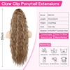 image:imageREECHO Ponytail Extension 30 Long Claw Clip Ponytail Extension for Women Curly Pony Tails Hair Extensions Clip in Synthetic Hairpiece for Women Platinum BlondeLight Brown with Highlights