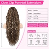 image:imageREECHO Ponytail Extension 30 Long Claw Clip Ponytail Extension for Women Curly Pony Tails Hair Extensions Clip in Synthetic Hairpiece for Women Platinum BlondeChocolate Brown with Highlights