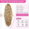 image:imageREECHO Ponytail Extension 30 Long Claw Clip Ponytail Extension for Women Curly Pony Tails Hair Extensions Clip in Synthetic Hairpiece for Women Platinum BlondeMedium Blonde with Blonde Highlights