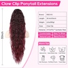 image:imageREECHO Ponytail Extension 30 Long Claw Clip Ponytail Extension for Women Curly Pony Tails Hair Extensions Clip in Synthetic Hairpiece for Women Platinum BlondeBurgundy