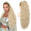 image:imageREECHO Ponytail Extension 30 Long Claw Clip Ponytail Extension for Women Curly Pony Tails Hair Extensions Clip in Synthetic Hairpiece for Women Platinum BlondeMedium Blonde