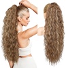 image:imageREECHO Ponytail Extension 30 Long Claw Clip Ponytail Extension for Women Curly Pony Tails Hair Extensions Clip in Synthetic Hairpiece for Women Platinum BlondeLight Brown with Highlights