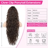 image:imageREECHO Ponytail Extension 30 Long Claw Clip Ponytail Extension for Women Curly Pony Tails Hair Extensions Clip in Synthetic Hairpiece for Women Platinum BlondeDark Chocolate Brown