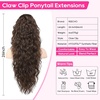 image:imageREECHO Ponytail Extension 30 Long Claw Clip Ponytail Extension for Women Curly Pony Tails Hair Extensions Clip in Synthetic Hairpiece for Women Platinum BlondeDark Chocolate Brown