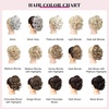 image:imageREECHO Ponytail Extension 9 Claw Clip in Short Curly Wavy Pony Hair Extension Jaw Clip on Pony Tail HP001 Hairpiece for Women  Chocolate Brown with HighlightsSilver Grey