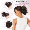 image:imageREECHO Ponytail Extension 9 Claw Clip in Short Curly Wavy Pony Hair Extension Jaw Clip on Pony Tail HP001 Hairpiece for Women  Chocolate Brown with HighlightsSilver Grey