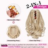 image:imageREECHO Ponytail Extension 9 Claw Clip in Short Curly Wavy Pony Hair Extension Jaw Clip on Pony Tail HP001 Hairpiece for Women  Chocolate Brown with HighlightsSilver