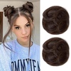 image:imageREECHO Space Bun Hair Pieces 2 PCS Mini Claw Clip in Messy amp Cat Ears Fake Hair Bun Extensions HB001 Wig Accessory Updo Hairpieces for Women Pack of 235 Wavy Black BrownDark Chocolate Brown
