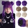 image:imageREECHO Space Bun Hair Pieces 2 PCS Mini Claw Clip in Messy amp Cat Ears Fake Hair Bun Extensions HB001 Wig Accessory Updo Hairpieces for Women Pack of 235 Wavy Black BrownDark Purple