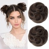 image:imageREECHO Space Bun Hair Pieces 2 PCS Mini Claw Clip in Messy amp Cat Ears Fake Hair Bun Extensions HB001 Wig Accessory Updo Hairpieces for Women Pack of 235 Wavy Black BrownMedium Brown with Highlights