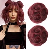 image:imageREECHO Space Bun Hair Pieces 2 PCS Mini Claw Clip in Messy amp Cat Ears Fake Hair Bun Extensions HB001 Wig Accessory Updo Hairpieces for Women Pack of 235 Wavy Black BrownBurgundy