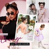 image:imageREECHO Space Bun Hair Pieces 2 PCS Mini Claw Clip in Messy amp Cat Ears Fake Hair Bun Extensions HB001 Wig Accessory Updo Hairpieces for Women Pack of 235 Wavy Black BrownLight Pink