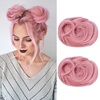 image:imageREECHO Space Bun Hair Pieces 2 PCS Mini Claw Clip in Messy amp Cat Ears Fake Hair Bun Extensions HB001 Wig Accessory Updo Hairpieces for Women Pack of 235 Wavy Black BrownLight Pink