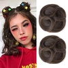 image:imageREECHO Space Bun Hair Pieces 2 PCS Mini Claw Clip in Messy amp Cat Ears Fake Hair Bun Extensions HB001 Wig Accessory Updo Hairpieces for Women Pack of 235 Wavy Black BrownMedium Ash Brown