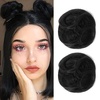 image:imageREECHO Space Bun Hair Pieces 2 PCS Mini Claw Clip in Messy amp Cat Ears Fake Hair Bun Extensions HB001 Wig Accessory Updo Hairpieces for Women Pack of 235 Wavy Black BrownNatural Black