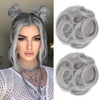 image:imageREECHO Space Bun Hair Pieces 2 PCS Mini Claw Clip in Messy amp Cat Ears Fake Hair Bun Extensions HB001 Wig Accessory Updo Hairpieces for Women Pack of 235 Wavy Black BrownSilver Grey