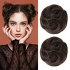 image:imageREECHO Space Bun Hair Pieces 2 PCS Mini Claw Clip in Messy amp Cat Ears Fake Hair Bun Extensions HB001 Wig Accessory Updo Hairpieces for Women Pack of 235 Wavy Black BrownDark Brown with Copper Highlights