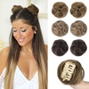 image:imageREECHO Space Bun Hair Pieces 2 PCS Mini Claw Clip in Messy amp Cat Ears Fake Hair Bun Extensions HB001 Wig Accessory Updo Hairpieces for Women Pack of 235 Wavy Black BrownLight Brown with Highlights