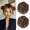 image:imageREECHO Space Bun Hair Pieces 2 PCS Mini Claw Clip in Messy amp Cat Ears Fake Hair Bun Extensions HB001 Wig Accessory Updo Hairpieces for Women Pack of 235 Wavy Black BrownLight Chocolate Brown