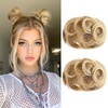 image:imageREECHO Space Bun Hair Pieces 2 PCS Mini Claw Clip in Messy amp Cat Ears Fake Hair Bun Extensions HB001 Wig Accessory Updo Hairpieces for Women Pack of 235 Wavy Black BrownGolden Blonde and Bleach Blonde Mixed