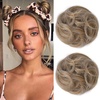 image:imageREECHO Space Bun Hair Pieces 2 PCS Mini Claw Clip in Messy amp Cat Ears Fake Hair Bun Extensions HB001 Wig Accessory Updo Hairpieces for Women Pack of 235 Wavy Black BrownDark Blonde