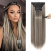 image:imageREECHO 28 Straight Long 4 PCS Set Thick Clip in on Hair Extensions Dark Ash BlondeAsh Brown with Platinum Blonde Highlights