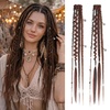 image:imageREECHO Clip in Braid Hair Extensions for Women 16 Boho Dreadlock Clip in Braids with Beads amp Charms 2PCS Handmade Synthetic Braided Hairpieces for Cosplay Daily Styling Dark Brown MixDark Auburn Brown Mix