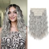 image:imageREECHO Clip in Hair Extensions 4PCS Hair Extensions 14 Short Wavy Invisible Lace Weft Natural Soft Hairpieces for Women  Light Brown with Blonde HighlightsSilver Grey