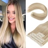 image:imageREECHO Clip in Hair Extensions Hair Extensions Thick Long Lace Weft Lightweight Synthetic Hairpieces for Women 24 Inch240 GramPack of 5 Chocolate Brown with Golden Blonde HighlightsAsh Brown with Blonde Highlights