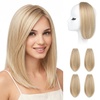 image:imageREECHO Clip in Hair Volumizer 2PCS 12 inch Short Thick Clip in Hairpieces Adding Extra Volume Hair Extensions for Women  Dark Brown with HighlightsLight Golden Blonde