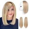 image:imageREECHO Clip in Hair Volumizer 2PCS 12 inch Short Thick Clip in Hairpieces Adding Extra Volume Hair Extensions for Women  Dark Brown with HighlightsMedium Blonde