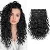 image:imageREECHO Curly Clip in Hair Extensions 4PCS 24 inch Long Hair Extensions Clip ins Lace Weft Natural Hairpieces for Women Daily Light Brown with Blonde HighlightsNatural Black
