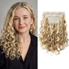 image:imageREECHO Curly Clip in Hair Extensions 4PCS 24 inch Long Hair Extensions Clip ins Lace Weft Natural Hairpieces for Women Daily Light Brown with Blonde HighlightsMedium Blonde with Highlights