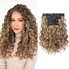 image:imageREECHO Curly Clip in Hair Extensions 4PCS 24 inch Long Hair Extensions Clip ins Lace Weft Natural Hairpieces for Women Daily Light Brown with Blonde HighlightsLight Brown with Blonde Highlights
